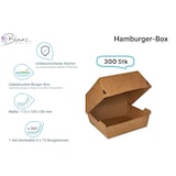 thumbnail of Hamburger-Box klein 300 Stk, to go, take away, biologisch abbaubar, natürliches Design, weiße Innenschicht