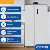 thumbnail of Exquisit Side-by-Side Kühl-Gefrierkombination, 442 Liter, No-Frost, LED-Display, 10 Ablagen, leiser Betrieb, 91 cm Breite, SBS546-040E weiss
