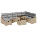 thumbnail of vidaXL Garten-Sofa-Set mit Kissen mit Speicher 9 pcs Beige Poly Rattan