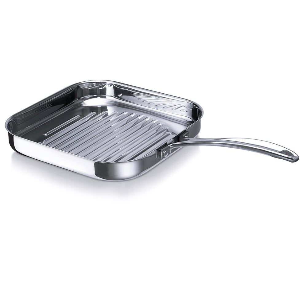 Poêle grill carrée Chef 26,5 cm en inox -  Argent / Métallique Carré Acier Inoxydable (inox  Beka 27.00x27.00 cm
