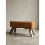 thumbnail of Sportlicher Sitzhocker, Braun, Leder, Mango-Holz - Modern & Stabil. 90x30x43 cm | Kadima Design