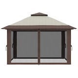 thumbnail of Outsunny Tenda Dobrável Pop-UP 3,92x3,92x2,83 m com Altura Ajustável Proteção UV50+ Rede Mosquiteira e Bolsa de Transporte Bege e Marrom