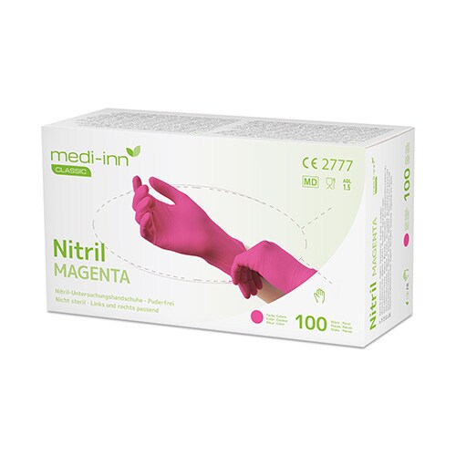 1000 `Medi-Inn Classic` Handschuhe, Nitril puderfrei magenta `Nitril Magenta` Größe L