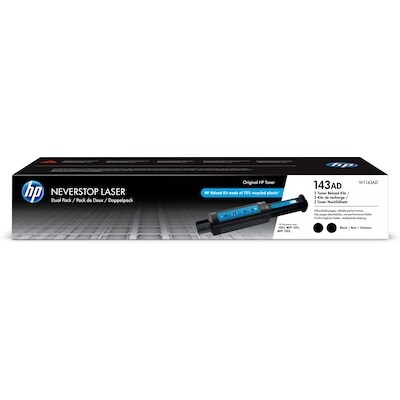HP W1143A Pack noir de 2 Kits de Recharge de Toner Originaux - 143A