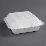 thumbnail of Fiesta kompostierbare Mahlzeitendosen aus Bagasse mit Scharnierdeckel, 22,3 cm (200 Stück)