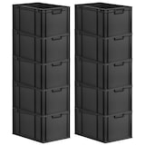 thumbnail of PROREGAL SparSet 10x Eurobox NextGen Color, HxBxT 32x40x60cm, 65 Liter, Griffe schwarz zu, Schwarz, Eurobehälter, Transportbehälter