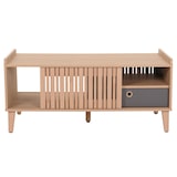 thumbnail of Couchtisch HWC-M48, Wohnzimmertisch Tisch Sofatisch, 52x114x59cm ~ beige, Schublade grau