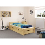 thumbnail of Einzelbett Kiefer natur 90x200 Massivholz-Bettgestell ohne Rollrost Bettrahmen 60.36-09 oR