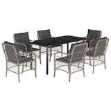 thumbnail of vidaXL 7-tlg. Garten-Essgruppe mit Kissen Hellgrau Poly Rattan
