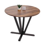 thumbnail of Bistrotafel HWC-M56, eettafel, massief hout HPL laminaat melamine Ø92cm, sheesham hout look, donker frame