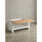 thumbnail of Couchtisch Weiß / Eiche 85x47x45 cm Wohnzimmertisch mit Stauraum, Design Sofatisch mit Ablagefach Modern, Kaffeetisch Loungetisch