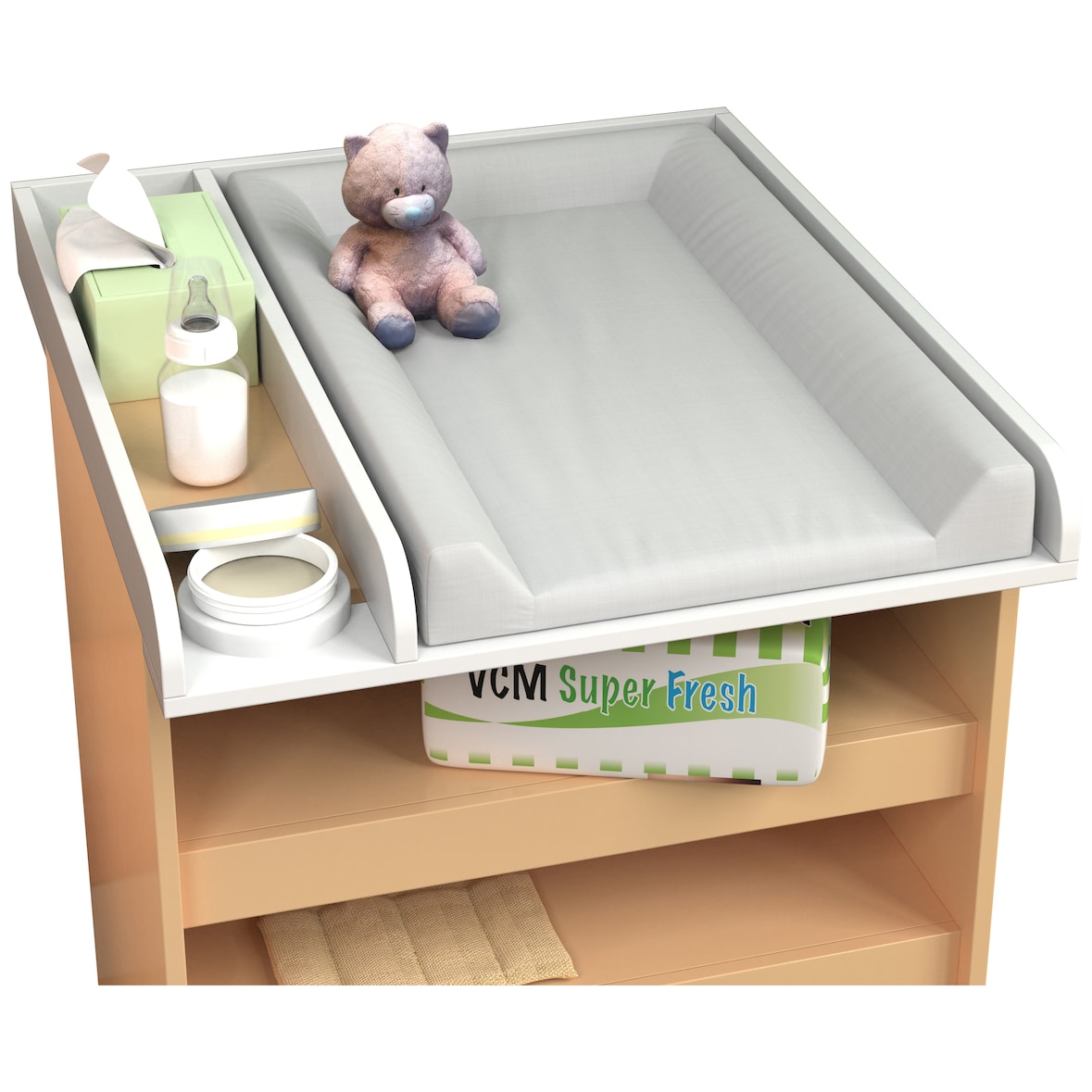 VCM Wickelkommode Malira Weiß H. 7 x B. 65 x T. 73 cm