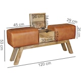 thumbnail of WOHNLING Sitzbank Turnbock Braun 120 cm Leder Springbock Klappfach Turnhocker