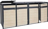 thumbnail of 4er Mülltonnenverkleidung HWC-J82, Mülltonnenbox, erweiterbar, Metall 100kg, anthrazit ~ Buche-Holzoptik hellbraun