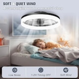 thumbnail of Ventilateur de plafond avec lumière, DC silencieux, télécommande, NOIR, Ø 50cm, tonalité lumineuse réglable et dimmable.