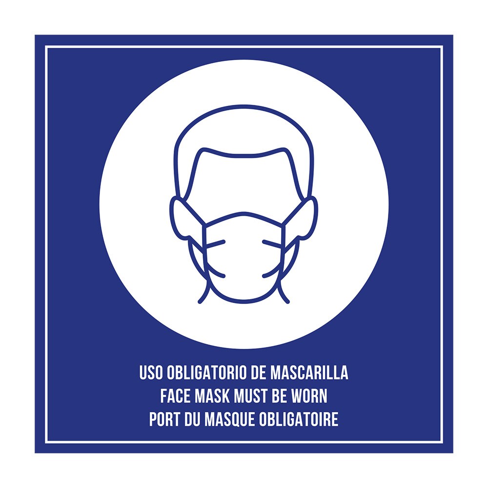 Placa Autoadhesiva "Uso Obligatorio De Mascarilla"  12X12 Cm Azul Metacrilato