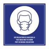 thumbnail of Placa Autoadhesiva "Uso Obligatorio De Mascarilla"  12X12 Cm Azul Metacrilato