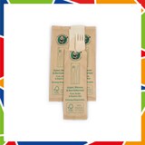 thumbnail of DayBays 200 Stk. Holzbesteck Set 16cm (Holzgabel, Holzmesser und Serviette) als Set Verpackt