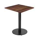 thumbnail of Quadratischer Esstisch 60 cm mit schwarzem Fuß und dunkler Holzverkleidung