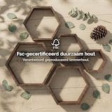 thumbnail of IvoQ Hexagon Wandregale 5er Set - FSC Holz - Rustikales Braun - Schwebende Wanddekoration