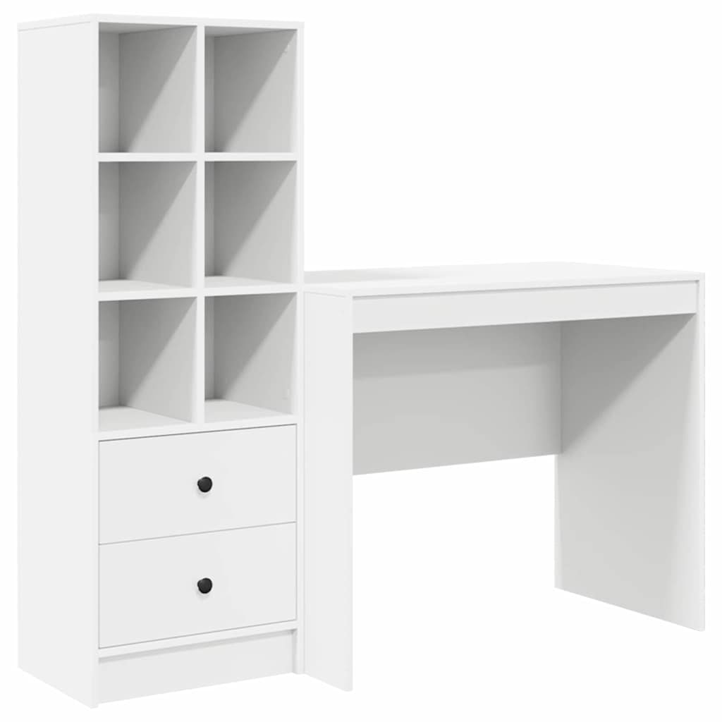 vidaXL Schreibtisch mit Schubladen 2 pcs Weiß