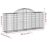 thumbnail of vidaXL Gabionen mit Hochbogen 30 Stk. 200x30x80/100cm Verzinktes Eisen