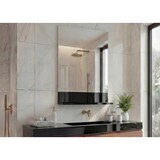 thumbnail of Espejo de pared con estante HWC-B19, espejo de baño, alto brillo 75x60cm ~ negro