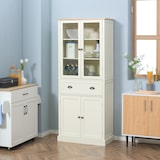 thumbnail of HOMCOM alacena de cocina aparador de comedor con 2 puertas de vidrio 1 cajón y baldas ajustables mueble auxiliar de cocina para salón 76x40x182,5 cm