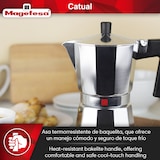 thumbnail of Magefesa Catual - Cafetera Italiana Moka de 6 Tazas, de Aluminio Resistente y Ligero, Compatible con Todo Tipo de Cocinas, Incluida Inducción