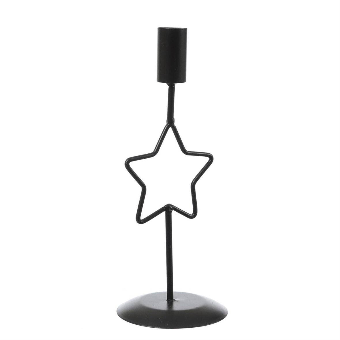 Stabkerzenhalter mit Stern Kerzenständer für Tafelkerze schwarz 21,5cm