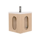 thumbnail of Ensemble meuble lave-mains d'angle décor chêne KODA + armoire miroir