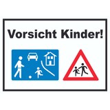 thumbnail of Vorsicht Kinder Spielstrasse Schild A3 Rückseite selbstklebend