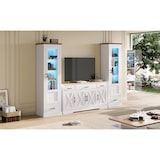 thumbnail of Wohnzimmer Set Combo Zwei Moderne LED Vitrinen 178x50x35 cm und ein Modernes Weißes Esszimmer Sideboard 160x37x75 cm mit Dekoration