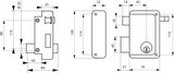 thumbnail of Serrure verticale en applique double entrée à tirage pour porte d'entrée, gauche, 76x130mm, axe 45mm, noir, 3 clés - THIRARD