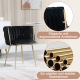 thumbnail of Polsterstuhl 56x42x74 cm Samt Schwarz 2er Set mit goldfarbenen Metallbeinen gepolsterter Rückenlehne vielseitig als Esszimmer und Relaxstuhl