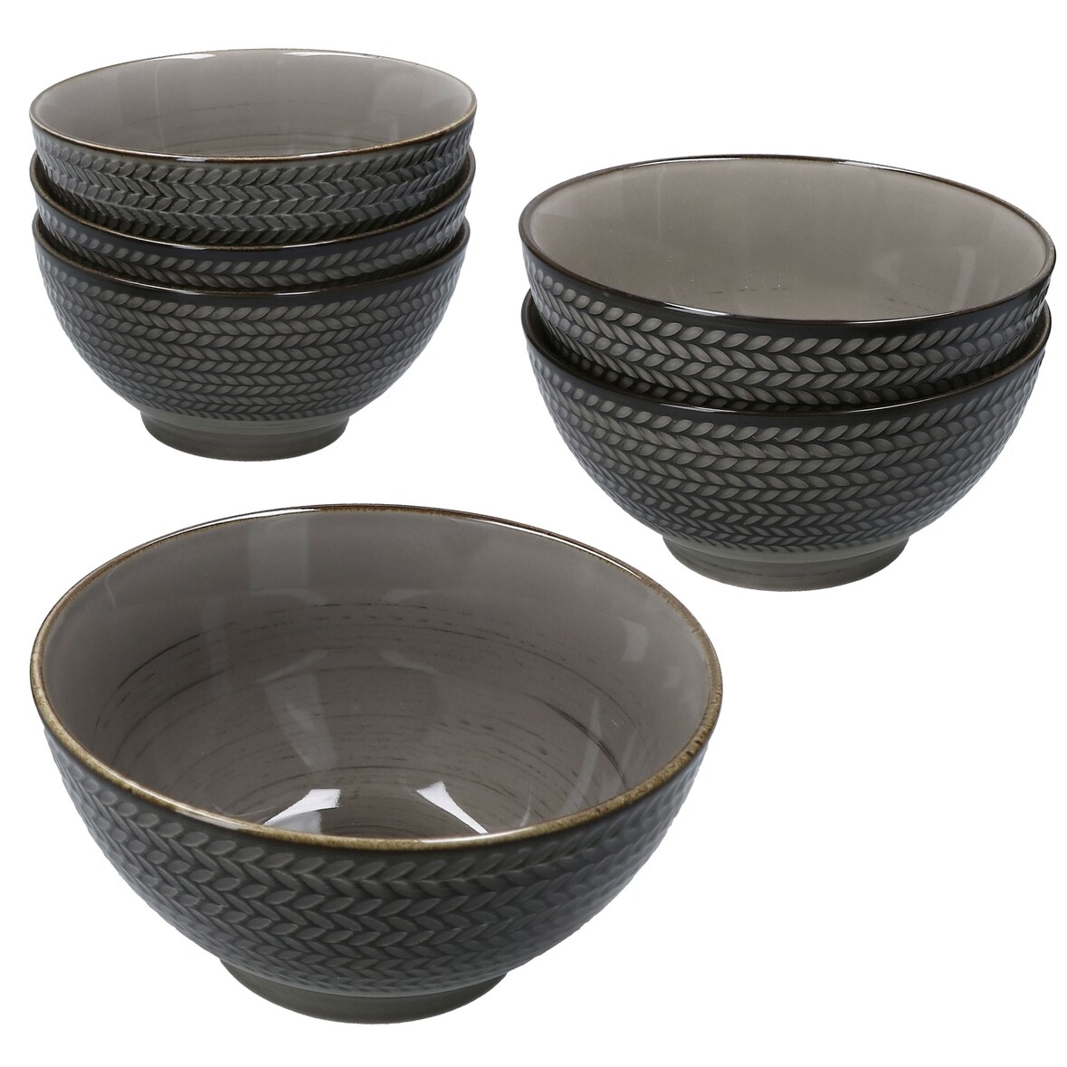 Mäser Prospero 6x Salatschale braun Ø16cm 600ml Porzellan Beilagen Schüssel