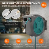 thumbnail of ECD Germany Druckluftschlauchtrommel 30 m + 2 m, Automatik-Aufroller, 15 bar, 1/4", Wandmontage