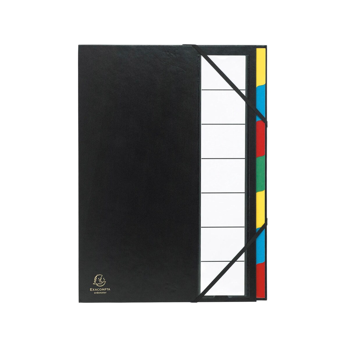 Exacompta - Réf. 55321E - Carton de 6 trieurs Ordonator  - avec élastiques - 7 compartiments - dim 23,5x 33,5 cm - pour A4 - couleur noir