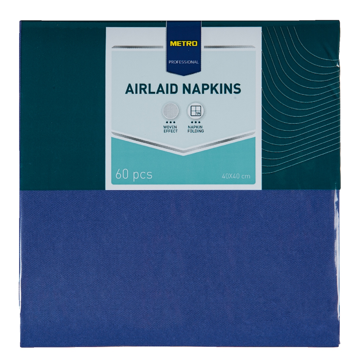 METRO PROFESSIONAL Servietten Airlaid, 40 x 40 cm, 1/4 Falz, 4-lagig, dunkelblau, 60 Stück