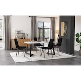 thumbnail of Esszimmerstuhl 4er Set Samt Schwarz 86x46x43 cm mit Fischgrätenmuster Polsterung und Rückenlehne, Metallbeine, modern für Küche Büro