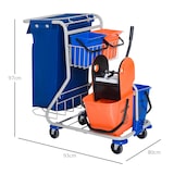 thumbnail of Reinigungswagen Putzwagen 93x80x97 cm Blau+Orange mit 4 Eimern 18l und 6l Mopp Presse Abfallsack Rollen Stauraum für Hotel Büro