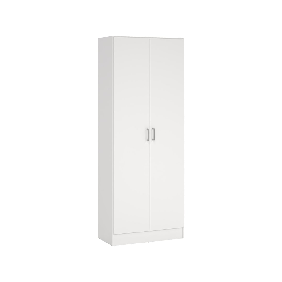 Dmora Armadio multiuso Charleston, Mobile portascope a 2 ante, Scarpiera con ripiani, Guardaroba portascope, cm73x37h180 cm, Bianco