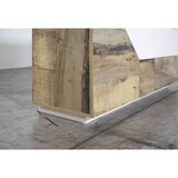 thumbnail of Dmora Kommode Ludovico, Küchen-Sideboard mit 2 Türen und 3 Schubladen, Wohnzimmer-Buffet, 100 % Made in Italy, cm 141x43h86, glänzend weiß und Ahorn