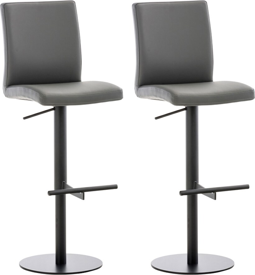 CHEFGASTRO 2er Set Barhocker CANNES Kunstleder Schwarz HxBxT 93x40x49cm Kunstleder Grau Barstuhl