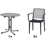 thumbnail of SIENA GARDEN Urban Lights Set 3teilig Square Sessel gastrotauglich anthrazit mit Tisch Sola Ø80