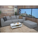 thumbnail of Sofá em L HWC-O54, sofá lounge com otomano, modular extensível direita/esquerda, tecido/têxtil 63x270x190cm ~ cinzento claro