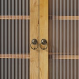 thumbnail of Hängeschrank Wandschrank Massivholz+Glas Natur 100x20x80 cm mit 4 Türen, herausnehmbaren Einlegeböden, Hakenleiste und offenem Fach