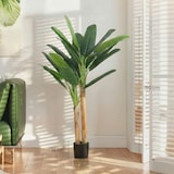 thumbnail of HOMCOM árbol de plátano artificial 150 cm, planta artificial decorativa con maceta y  2 troncos, para decoración del interior, hogar, salón, verde