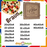 thumbnail of DayBays 3900 Stk. Pizza-Karton 30x30x4 cm  Braun Kraftpapier bedruckt mit Pizza-Motiv