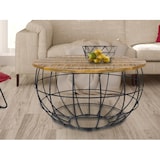thumbnail of Couchtisch XXL rund  ø 75 cm Gestell Metall Holzplatte massiv Wohnzimmer-Tisch : tabacco